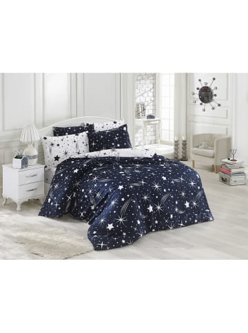 Elizabed Beddengoedset "Halley" donkerblauw/wit