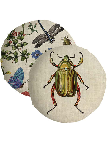 Madre Selva Poduszka "Tierra Bella" w kolorze beżowym ze wzorem - Ø 45 cm
