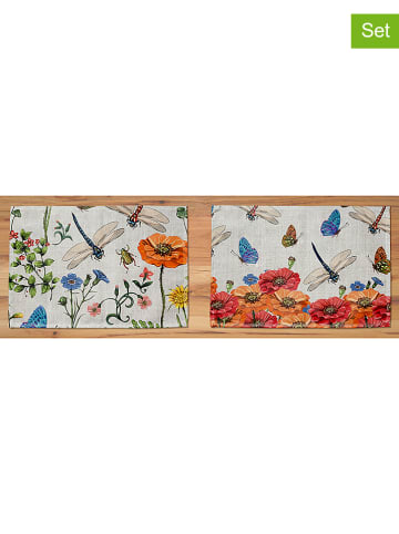 Madre Selva Podkładki stołowe (2 szt.) w kolorze beżowym ze wzorem - 45 x 30 cm