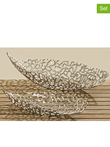 Boltze 2-delige set: decoratieve schalen "Fidan" zilverkleurig