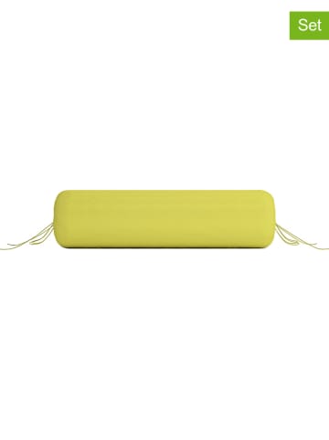 Heckett Lane Perkalowa poszewka w kolorze limonkowym na poduszkę