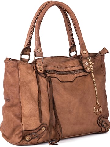 Mia Tomazzi Leren schoudertas "Comasina" taupe - (B)35 x (H)30 x (D)9 cm