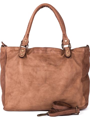 Mia Tomazzi Leren schoudertas "Comasina" taupe - (B)35 x (H)30 x (D)9 cm