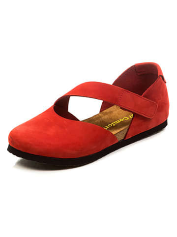Comfortfusse Leren ballerina's rood