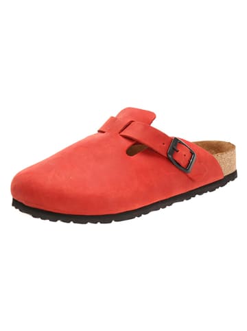 Comfortfusse Leder-Clogs in Rot