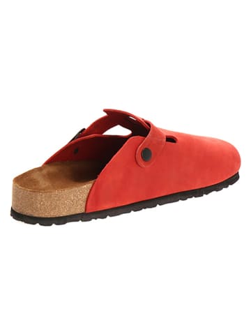 Comfortfusse Leder-Clogs in Rot