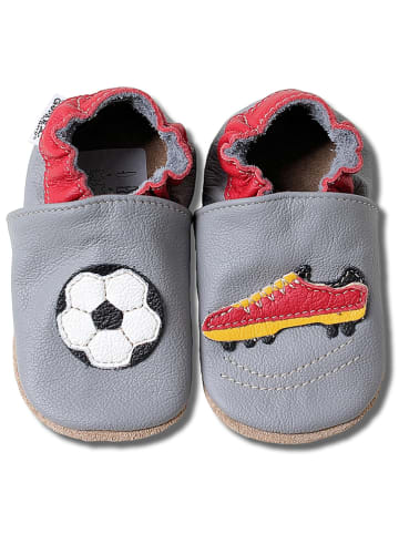 Hobea Leder-Krabbelschuhe "Soccer" in Grau