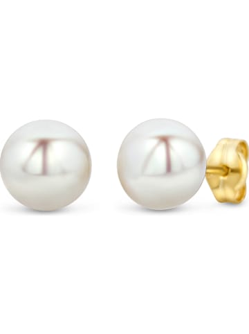 Rinani Złote kolczyki-wkrętki z perłami