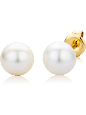 Revoni Złote kolczyki-wkrętki z perłami słodkowodnymi