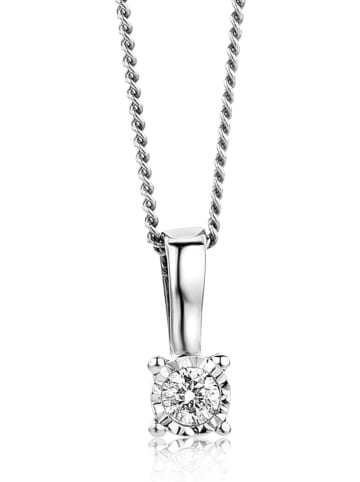 Rinani Witgouden ketting met diamanten hanger - (L)45 cm