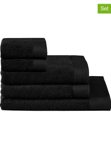 Seahorse 5tlg. Handtuch-Set "Pure" in Schwarz