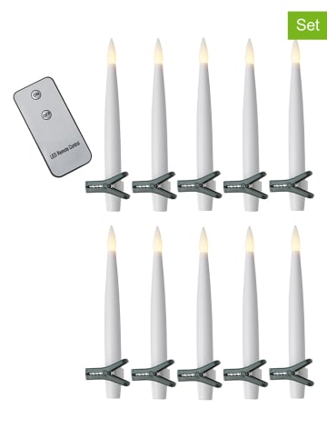 STAR Trading 10er-Set: LED-Baumkerzen "Paulina" in Weiß - (H)15,5 x Ø 1,5 cm