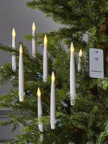 STAR Trading 10-delige set: ledkerstboomkaarsen "Paulina" wit - (H)15,5 x Ø 1,5 cm