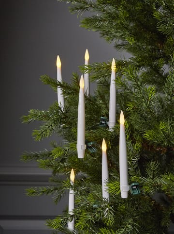 STAR Trading 10-delige set: ledkerstboomkaarsen "Paulina" wit - (H)15,5 x Ø 1,5 cm