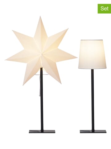 STAR Trading 3-delige set: lampvoet en lampenkappen "Combi" wit - (B)35 x (H)55 cm