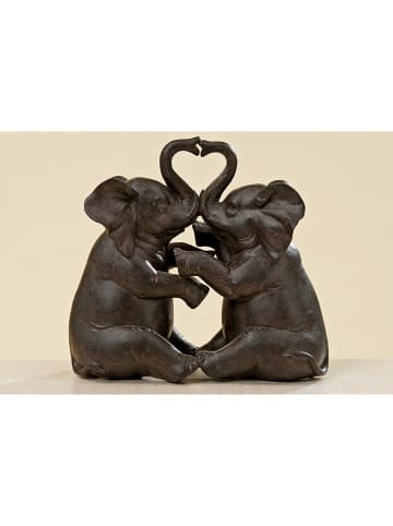 Boltze Decoratief figuur "Olifantenpaar" bruin - (H)15 cm