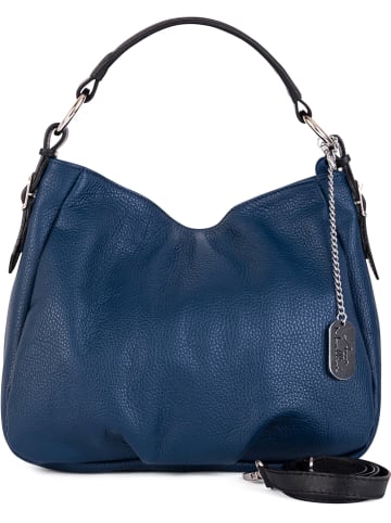 Anna Morellini Leren schoudertas "Noemi 1" blauw - (B)30,5 x (H)26 x (D)9 cm