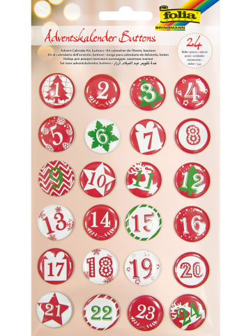 Folia Adventskalender-Buttons in Rot/ Grün - 24 Stück