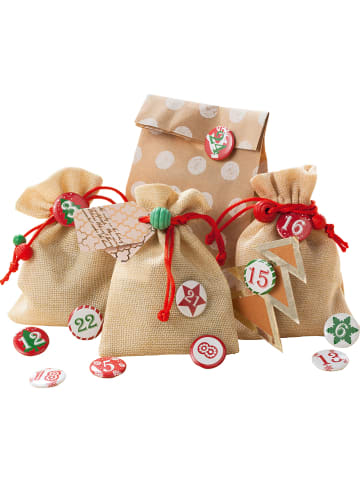 folia PAPER Adventskalender-buttons rood/groen - 24 stuks