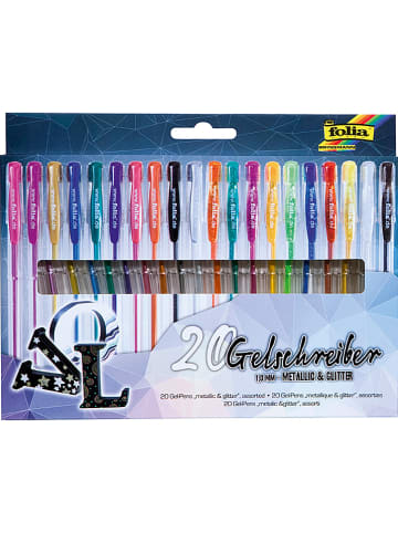folia PAPER Gelpennen "Metallic Glitter" meerkleurig - 20 stuks