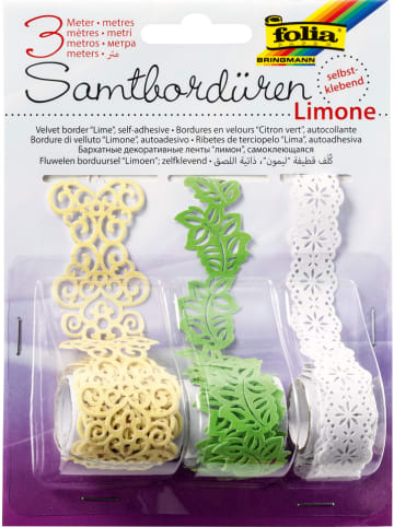 folia PAPER Fluwelen borduursels "Limoen" meerkleurig - 3x 1 m