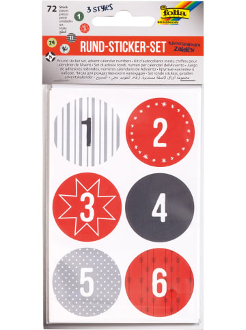 Folia Stickers "Adventskalender" rood/grijs/zwart - 72 stuks