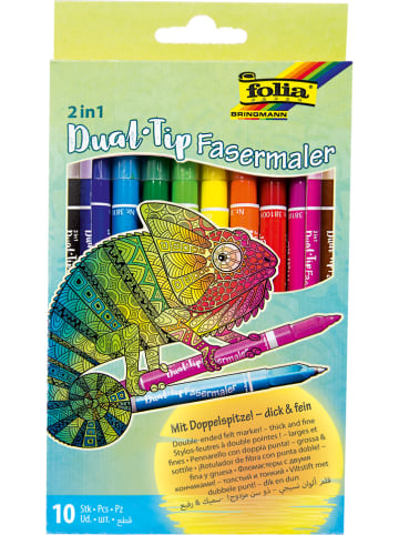 Folia 2in1-Fasermaler "Dual-Tip" in Bunt - 10 Stück