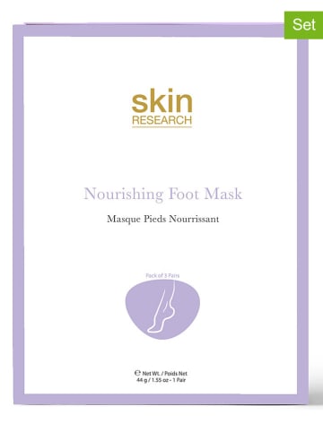 Skin Research Maski (3 szt.) "Nourishing" do stóp - 3 x 44 g