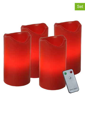 STAR Trading 4er-Set: LED-Wachskerzen "Advent" in Rot - (H)10 cm