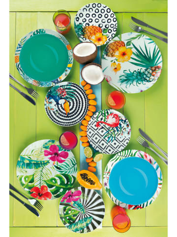 Trendy Kitchen by EXCÉLSA 18-częściowy zestaw talerzy "Tropical Chic" ze wzorem