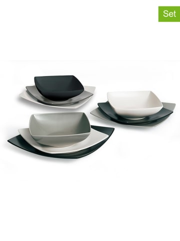 18-delig tafelservies "Eclipse" zwart/grijs/wit