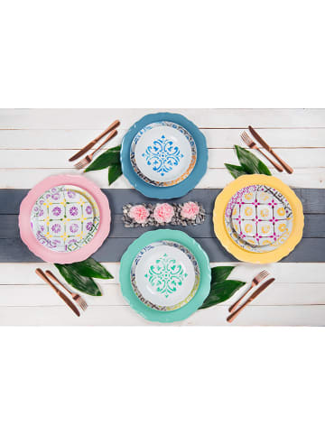 Trendy Kitchen by EXCÉLSA 18-częściowy zestaw talerzy "Maioliche" ze wzorem