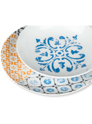 Trendy Kitchen by EXCÉLSA 18-częściowy zestaw talerzy "Maioliche" ze wzorem