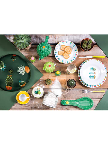 Trendy Kitchen by EXCÉLSA 18-częściowy zestaw talerzy w kolorze biało-zielonym