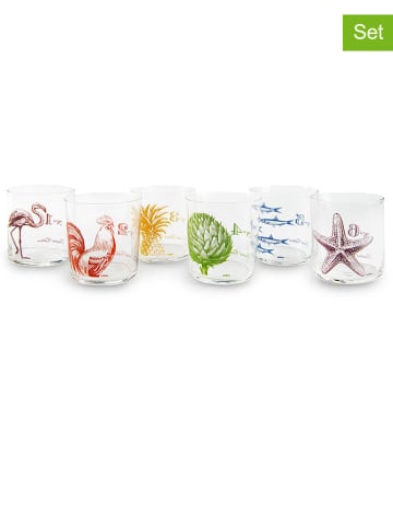 Trendy Kitchen by EXCÉLSA 6er-Set: Gläser "Faune & Flore" in Bunt - 370 ml