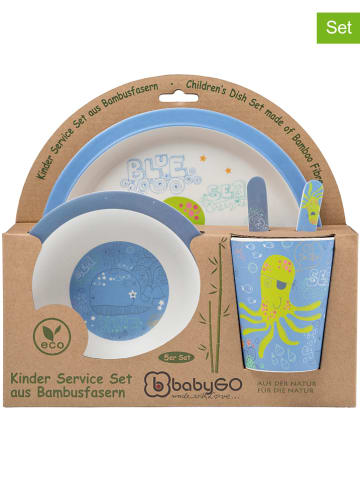 BabyGo 5-częściowy zestaw naczyń "Octopus" w kolorze niebieskim