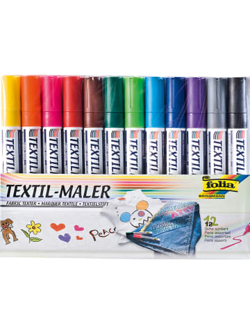 folia PAPER Textilmaler in Bunt - 12 Stück