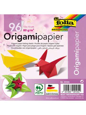 folia PAPER Faltblätter "Origami" in Bunt - 96 Blatt - (L)13 x (B)13 cm