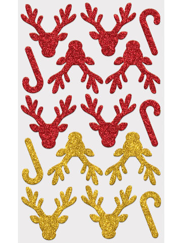 folia PAPER Glitter-schuimrubberstickers "Kerst" rood/goudkleurig/bruin - 38 stuks