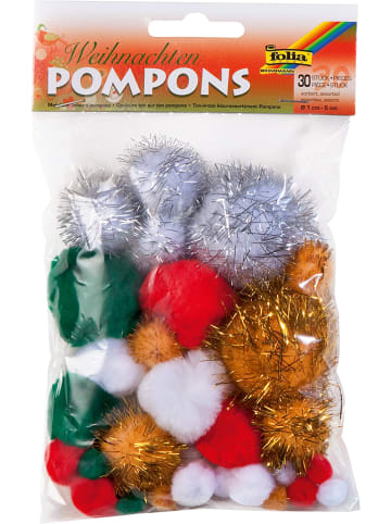 Folia Pompons "Kerstmix" meerkleurig - 30 stuks