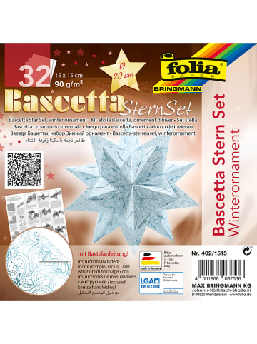 Folia Bascetta-Stern-Bastelset "Winterornament" in Weiß/ Blau - Ø 20 cm