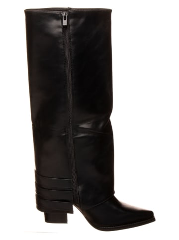 Manoukian shoes Leder-Stiefel in Schwarz