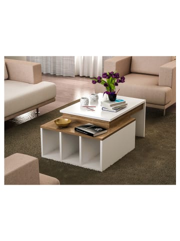 Scandinavia Concept Couchtisch "Kolarado" in Weiß/ Walnuss - (B)90 x (H)37,4 x (T)60 cm