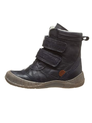 POM POM Leder-Boots in Dunkelblau