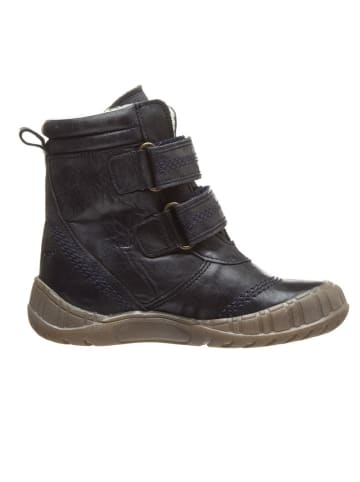 POM POM Leder-Boots in Dunkelblau