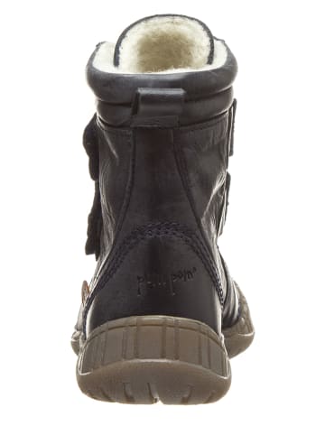 POM POM Leder-Boots in Dunkelblau