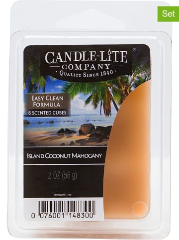 CANDLE-LITE 2-delige set: geurwas "Island Coconut Mahagony" beige - 2x 56 g