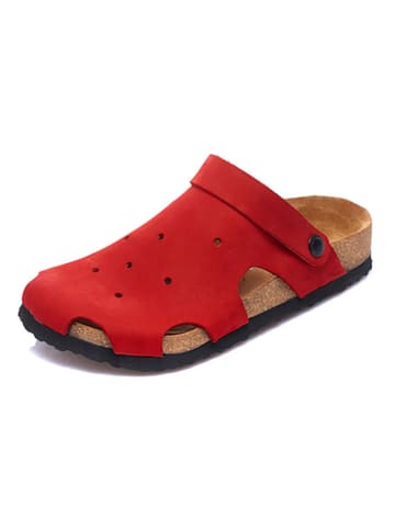 Comfortfusse Leder-Clogs in Rot