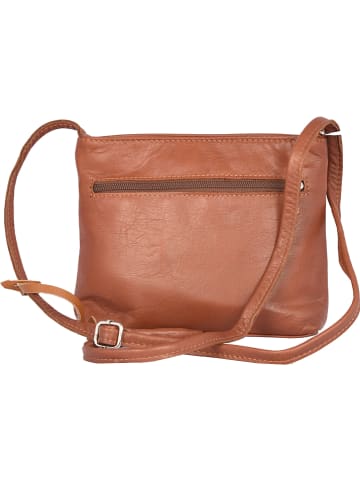 Florence Bags Leder-Umhängetasche "New Sport" in Hellbraun - (B)20 x (H)18 x (T)5 cm