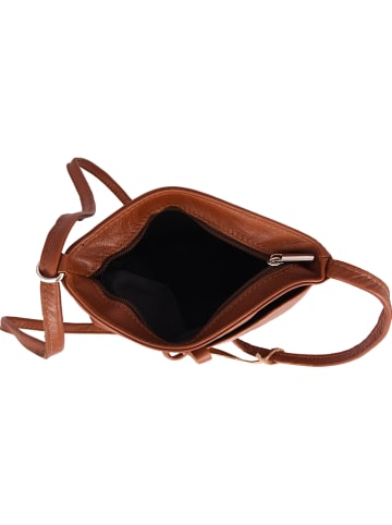 Florence Bags Leder-Umhängetasche "New Sport" in Hellbraun - (B)20 x (H)18 x (T)5 cm